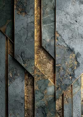 Abstract Marble and Gold Geometric Design