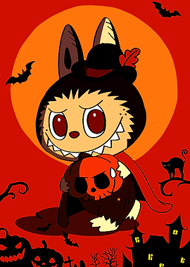 Halloween Cartoon Character with Pumpkin