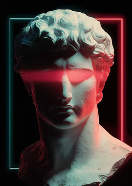 David Bust with Neon Lights