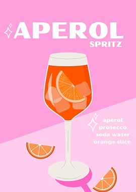 Aperol Spritz Cocktail Illustration