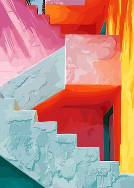 Colorful Building Facade with Stairs