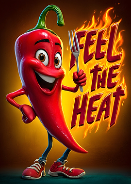 Cartoon Chili Pepper with Fork