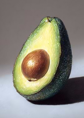Avocado Half with Seed - Still Life