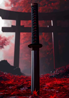 Katana in Autumn Landscape