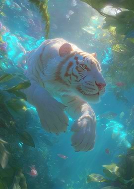 Underwater White Tiger