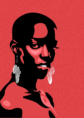 Red and Black Portrait Illustration