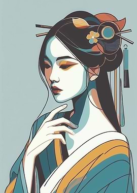 Elegant Geisha Portrait in Modern Style