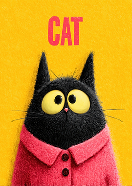 Cartoon Cat in Pink Sweater