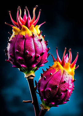 Exotic Pink and Yellow Flower Buds