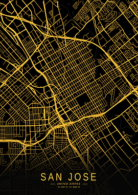 Golden San Jose City Map
