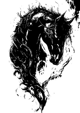 Black Horse Ink Drawing