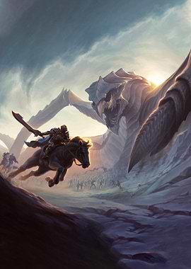 Knight fleeing a giant monster Stormlight