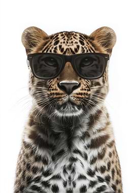 Cool Leopard with Sunglasses Portrait