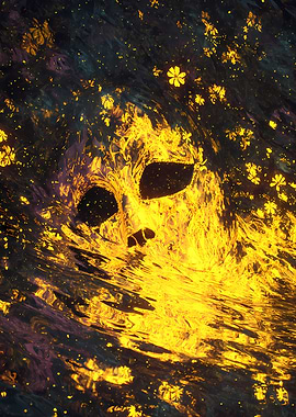 Golden Floral Mask Abstract