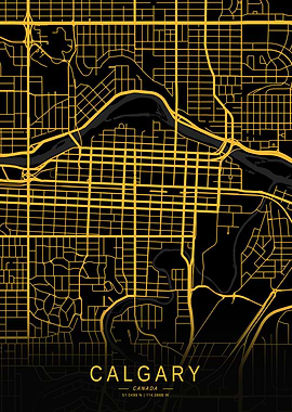 Golden Calgary City Map