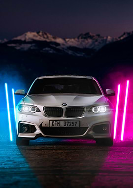 BMW Car with Neon Lights