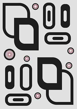 Abstract Geometric Pattern with Black Shapes