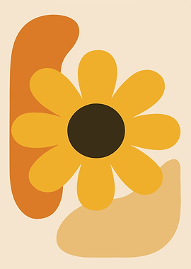 Abstract Floral Art with Geometric Shapes