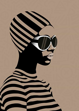 Striped Woman with Sunglasses Illustration