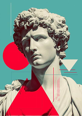 Classical Bust with Geometric Shapes