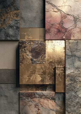 Abstract Marble and Gold Tile Design