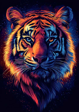 Colorful Tiger Portrait