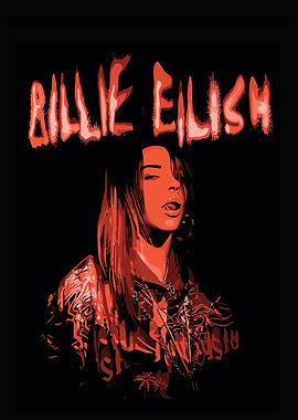Billie Eilish Portrait in Red
