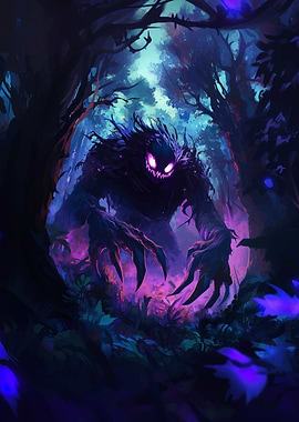 Forest Monster with Glowing Eyes