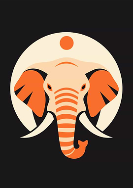 Stylized Elephant Head Illustration