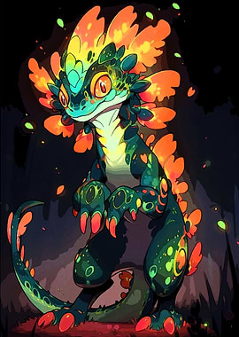 Stylized Lizard Creature Bright