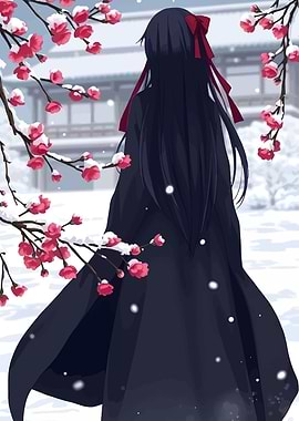 Anime Girl in Winter Landscape