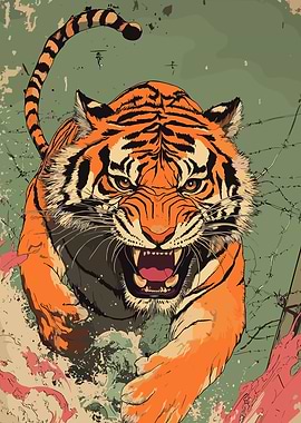 Roaring Tiger Illustration