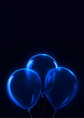 Blue Balloons on Dark Background