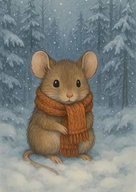 Mouse in Winter Scarf