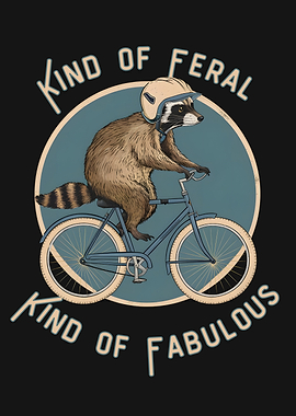 Raccoon on Bicycle Feral Fabulous