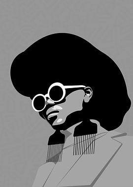 Afro Woman Portrait in Black and White