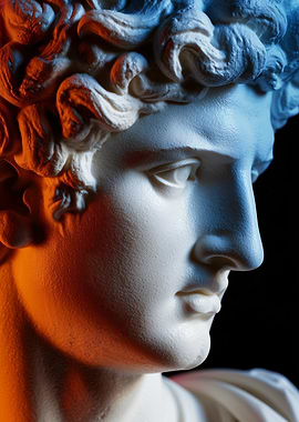 Classical Bust Sculpture with Dramatic Lighting