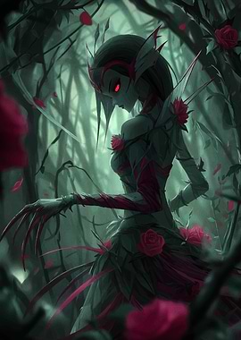 Rose Fairy in Dark Forest