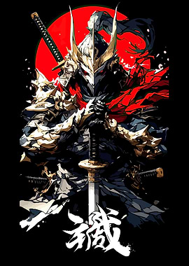 Samurai Warrior with Swords and Armor