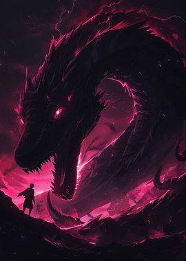 Dragon Confrontation in a Dark Fantasy Landscape