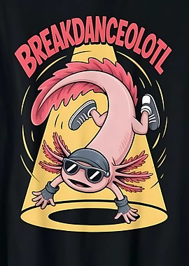 Breakdance Axolotl Cartoon