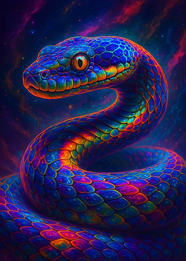 Colorful Snake in Cosmic Background