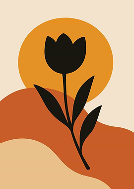 Abstract Floral Art with Earth Tones