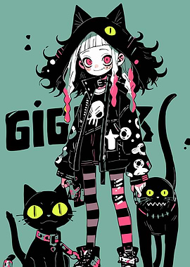 GigiX: Cat Girl and Black Cats