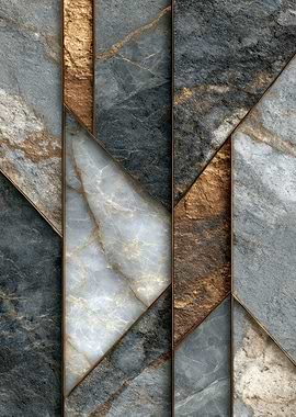 Geometric Marble and Gold Abstract Design