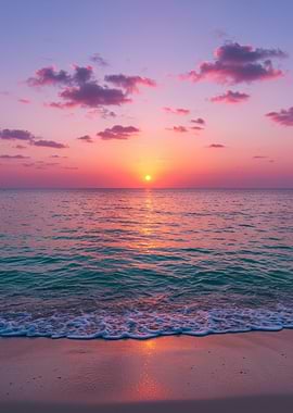 Pink Sunset Over Ocean