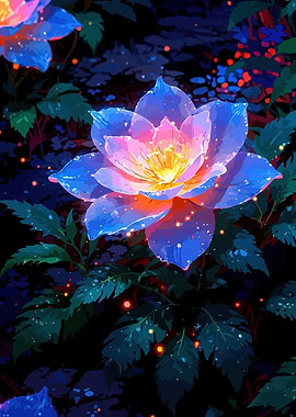 Glowing Blue and Pink Flower