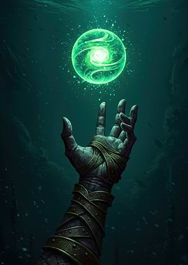 Mystical Orb and Stone Hand