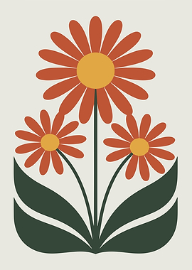 Retro Floral Illustration
