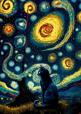 Starry Night Cat